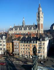 Winter view of Lille downtown from the top of the ferris wheel