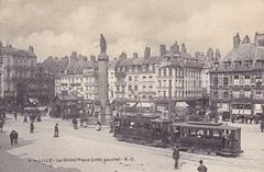 vintage postcard of Lille Grand'Place left side