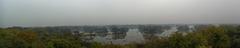 Panorama of Sultanpur National Park with lush green wetlands and trees