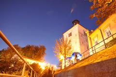 Lotrščak Tower at dusk in Zagreb, Croatia