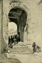 The Gate of Blood in Toledo, historical illustration from 1905 depicting the gateway.