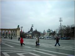 historical architecture in Budapest with a statue and building