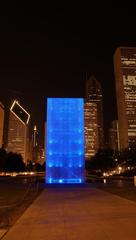 Crown Fountain at night flank view