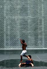 Summertime fun at Crown Fountain, Millennium Park, Chicago