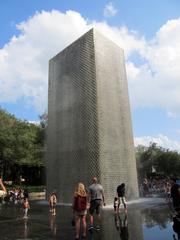 Crown Fountain at Millennium Park in Chicago with face video art and water feature