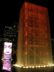 Crown Fountain at night