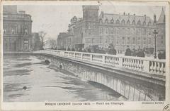 flooded Pont au Change and Conciergerie in Paris, January 1910