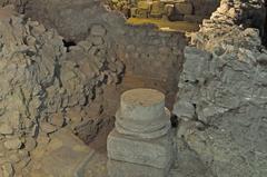 base of third century column in Archaelogical crypt at Notre-Dame-de-Paris, France