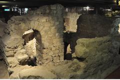 Archaeological crypt of a medieval ruined church in Paris