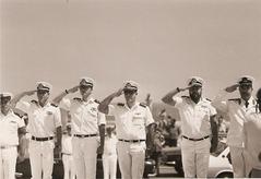 Saluting Egyptian naval officers at the Tomb of the Unknown Soldier in Alexandria