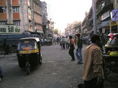 a busy street in Valsad city, India