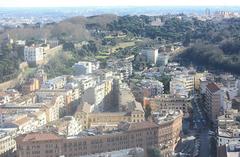 Vatican view from St. Peter's Basilica dome to Gianicolo Hill