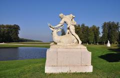 Statue of Meleager hunting a deer by Nicolas Coustou in the park of Château de Marly