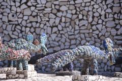 Peacocks made from broken glass bangles in Rock Garden, Chandigarh