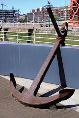 Aingura sculpture near maritime museum by the Bilbao estuary