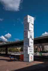 Container tower in front of the Naval Museum of Bilbao