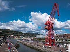 Port crane Carola in front of the Naval Museum in Bilbao