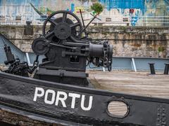 Detail of the ship Portu at the Maritime Museum in Bilbao, Spain