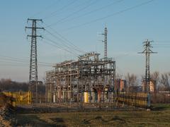 Electrical substation at the track up to Olarizu mountain before sunset in Vitoria-Gasteiz