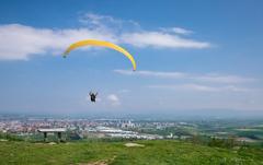 Paraglider just after take-off on the summit of Olarizu