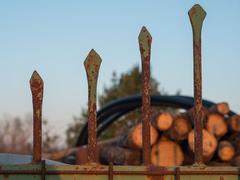 rusty fence with spikes at sunset in Vitoria-Gasteiz