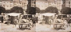 market scene at Plaza de la Virgen Blanca with ox-drawn cart and rural-dressed man