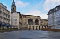 Plaza de la Virgen Blanca in Vitoria with the southern facade of the Church of San Miguel Arcángel