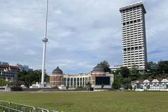 Background view of Dataran Merdeka with Kuala Lumpur Library in the foreground