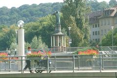 Memorial of the timber floating profession in medieval Pforzheim on Auer Bridge