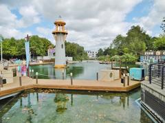 Legoland lake with trees and blue sky