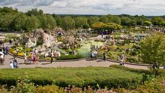 Legoland theme park with colorful buildings and roller coaster