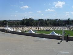 Collective yoga practice at Olympic Park in Montreal