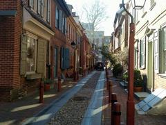 Elfreth's Alley with vehicles