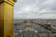 Dome of the Hotel National des Invalides in Paris cityscape from the dome lantern