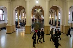 students at Domeyko Hall during National Youth Science Fair at National Museum of Natural History, Chile