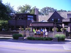 Cyclists outside Frank Lloyd Wright Home and Studio