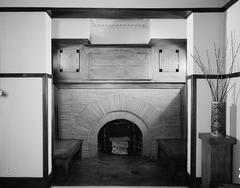 fireplace in Frank Lloyd Wright Home and Studio