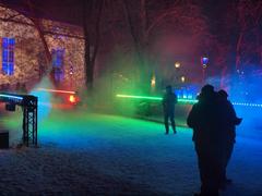 Colourful lighting at the Old Church Park in Helsinki during Lux Helsinki 2016