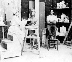 Lola Mora working in her studio, 1903