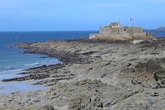 Fort National on a tidal island off Saint-Malo, France