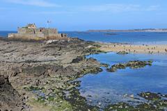 Fort National on a tidal island off Saint-Malo, France