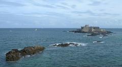 Saint-Malo Fort with blue sky and sea