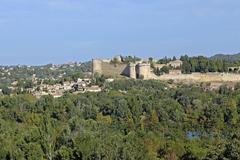 View of Fort Saint-André and St. André Benedictine Abbey in Villeneuve-lès-Avignon from Rocher des Doms Park in Avignon