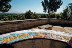 Panoramic view from Jardin des Doms towards Rhône valley and Fort Saint-André in Avignon