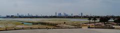 view from Arad Fort to the skyline of Manama, Bahrain