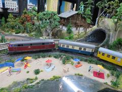 Model trains on display at Kolejkowo in Wrocław during Railway Wikiexpedition 2015