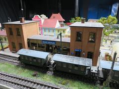 Model train setup at Kolejkowo in Wroclaw Swiebodzki station during Railway Wikiexpedition 2015