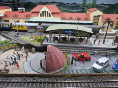 Miniature model of a train station at Kolejkowo in Wrocław