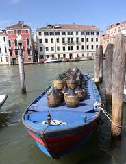 Bottles on a boat in Venice