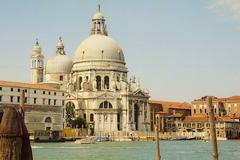 Santa Maria della Salute in Venice under a clear blue sky